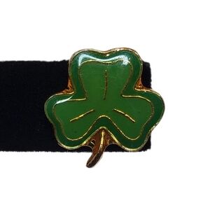 Vintage Unsigned Gold-Tone St Patrick's Day Shamrock Three Leaf Clover Lapel Pin